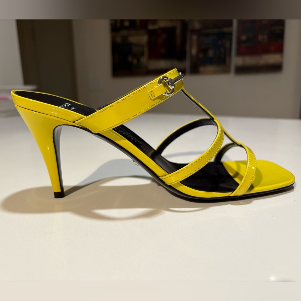 Gucci Yellow Women's Slim Horsebit Slide Sandals | Size: 39 Brand New $920 - Picture 4 of 15